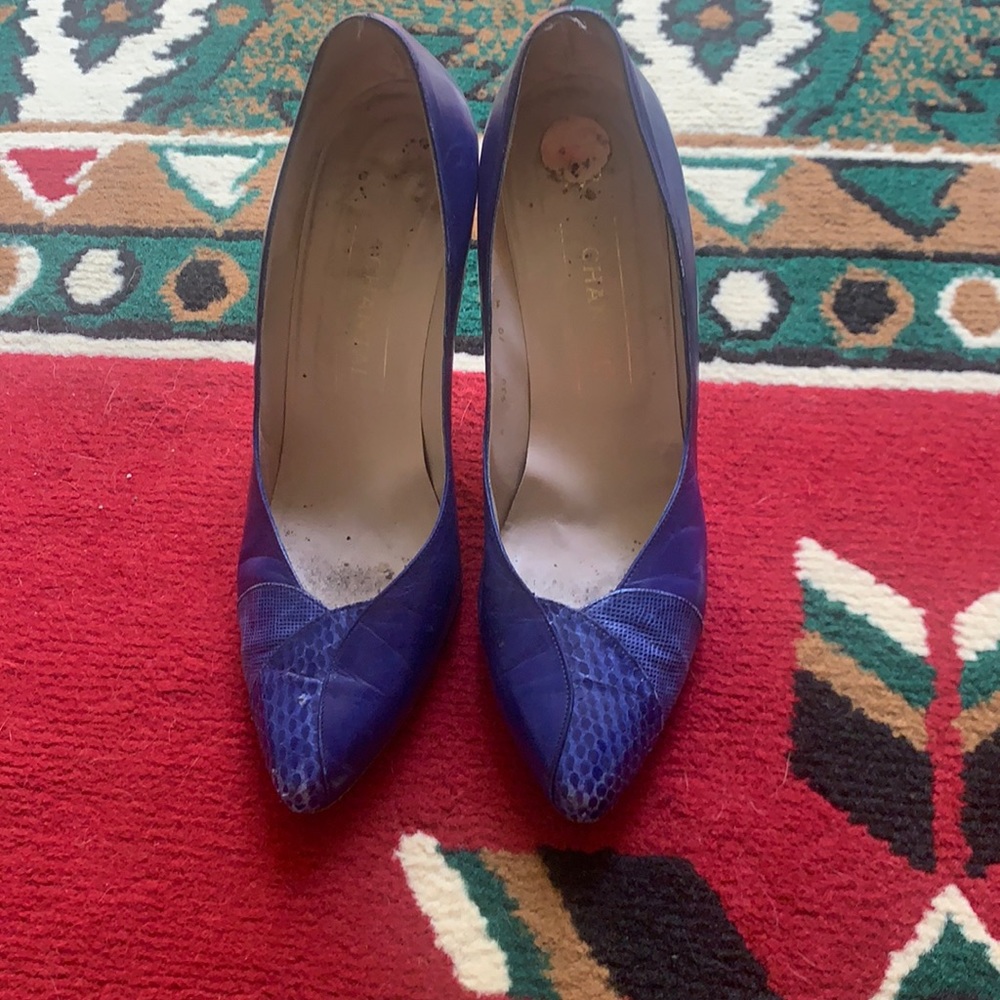 Blue Leather Vintage Pumps
